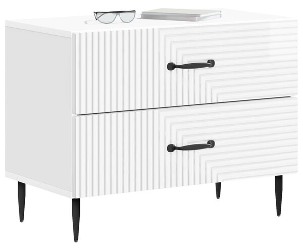 Éjjeliszekrény Magasfényű Fehér 62 x 34,5 x 47,5 cm Szerelt Fa