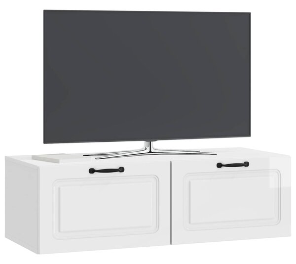 Fali TV szekrény Magasfényű Fehér 98 x 41 x 30 cm Szerelt Fa