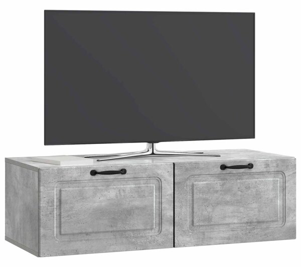 Fali TV szekrény Betonszürke 98 x 41 x 30 cm Szerelt Fa