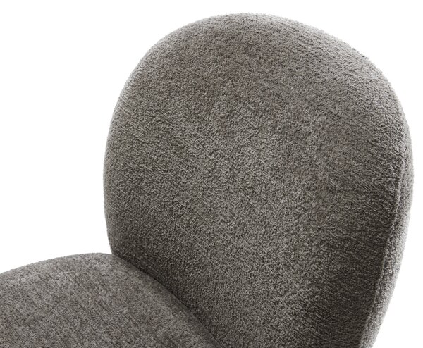 DELIFE Étkezőszék Nube-Flex bouclé puha sötét bézs kereszt láb fekete 360° forgatható billenő zsákrugó