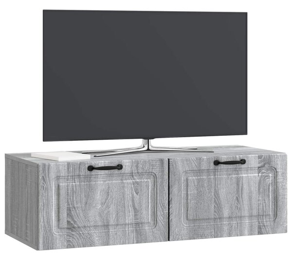 Fali TV szekrény Szürke Sonoma 98 x 41 x 30 cm Szerelt Fa