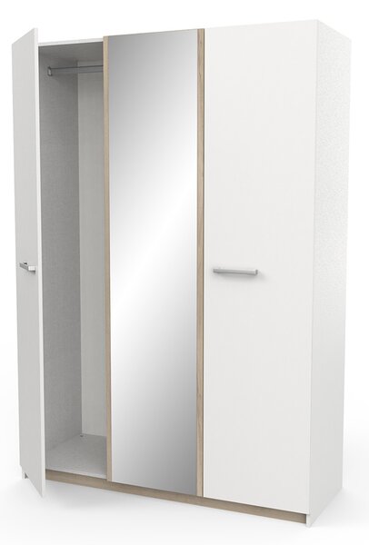 WATSON tükrös gardróbszekrény 134x192x51 – fehér
