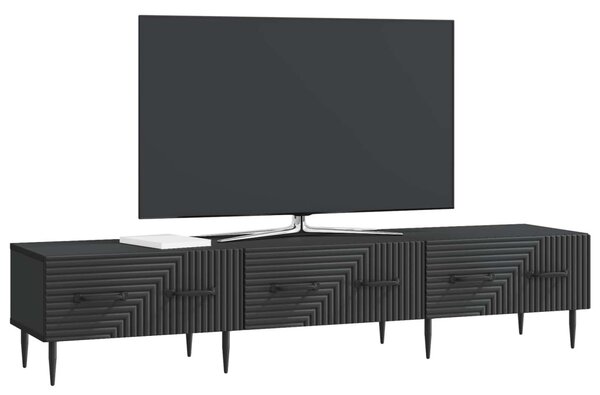 TV szekrény fiókkal Fekete 147 x 34,5 x 30 cm Szerelt Fa