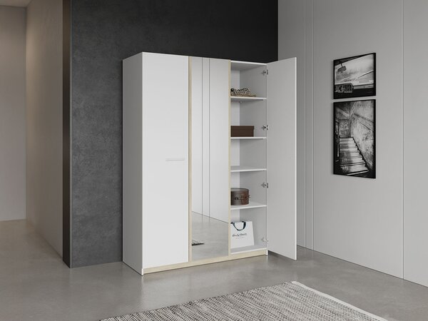WATSON tükrös gardróbszekrény 134x192x51 – fehér