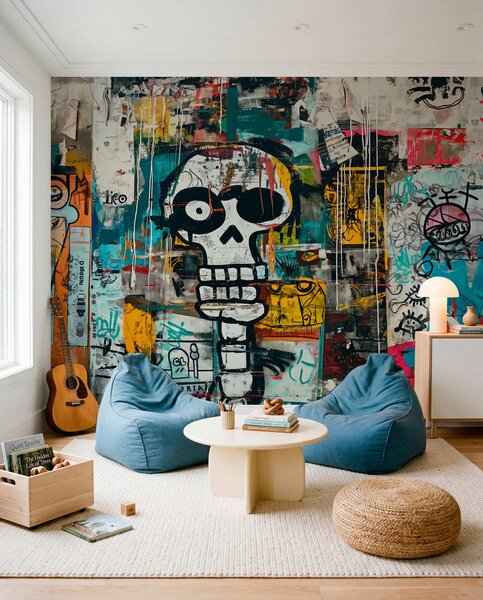 Fotótapéta Színes graffiti Basquiat stílusban, Graffiti és utcai művészet stílusú fotótapéta, w01187 : Uwalls.hu