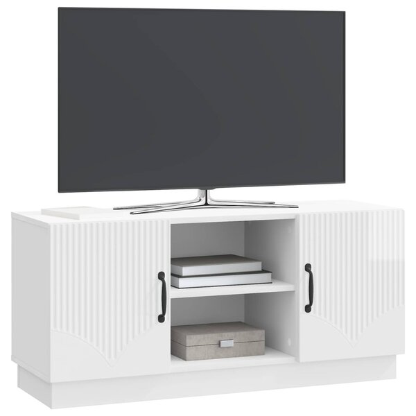 TV szekrény Magasfényű Fehér 102 x 34,5 x 47 cm Szerelt Fa