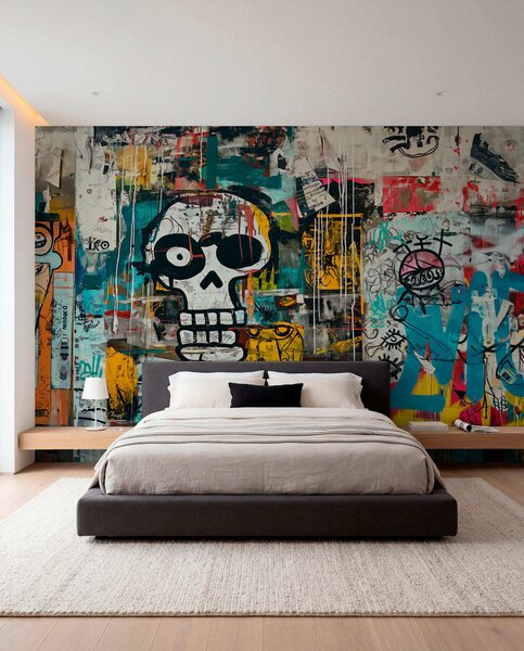 Fotótapéta Színes graffiti Basquiat stílusban, Graffiti és utcai művészet stílusú fotótapéta, w01187 : Uwalls.hu