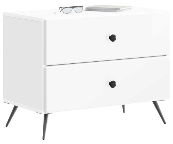 Éjjeliszekrény Magasfényű Fehér 62 x 34,5 x 47,5 cm Szerelt Fa