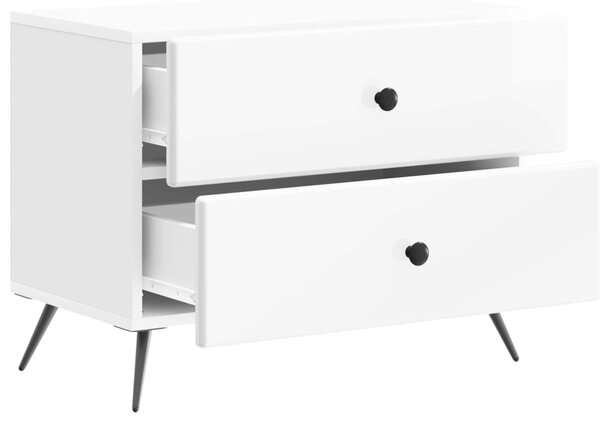 Éjjeliszekrény Magasfényű Fehér 62 x 34,5 x 47,5 cm Szerelt Fa