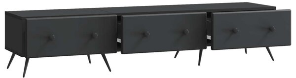 TV szekrény fiókkal Fekete 147 x 34,5 x 30 cm Szerelt Fa