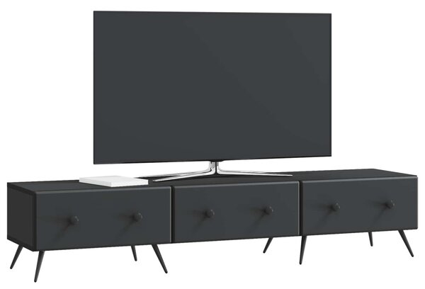 TV szekrény fiókkal Fekete 147 x 34,5 x 30 cm Szerelt Fa
