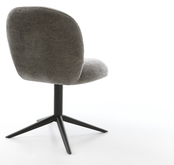 DELIFE Étkezőszék Nube-Flex bouclé puha sötét bézs kereszt láb fekete 360° forgatható billenő zsákrugó