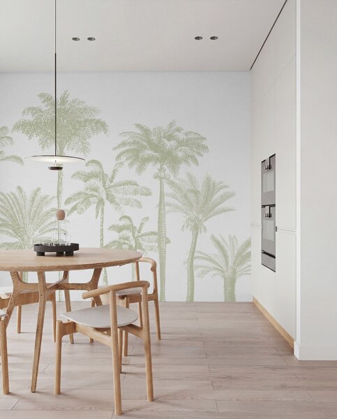 Fotótapéta Trópusi pálmafák oázisa minimális zöld színben, Természet fotótapéta, w08111v3 : Uwalls.hu