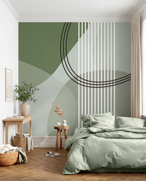 Fotótapéta Geometriai absztrakciós vonal és kör minimalizmus modern stílusú zöld szín, Fotótapéta absztrakt, w08173v1 : Uwalls.hu
