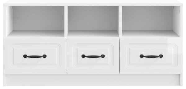 TV szekrény Magasfényű Fehér 102 x 34,5 x 47 cm Szerelt Fa