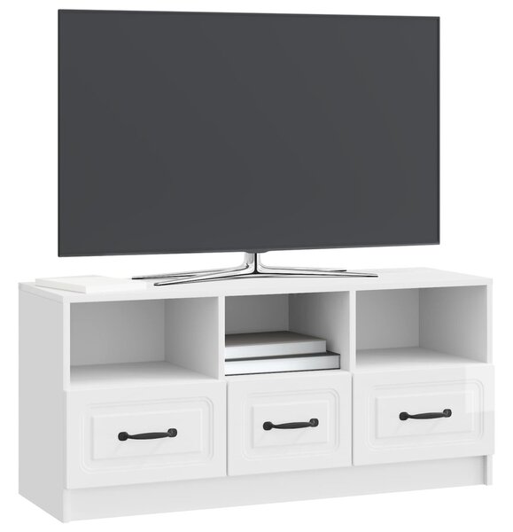 TV szekrény Magasfényű Fehér 102 x 34,5 x 47 cm Szerelt Fa