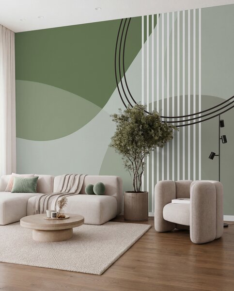Fotótapéta Geometriai absztrakciós vonal és kör minimalizmus modern stílusú zöld szín, Fotótapéta absztrakt, w08173v1 : Uwalls.hu