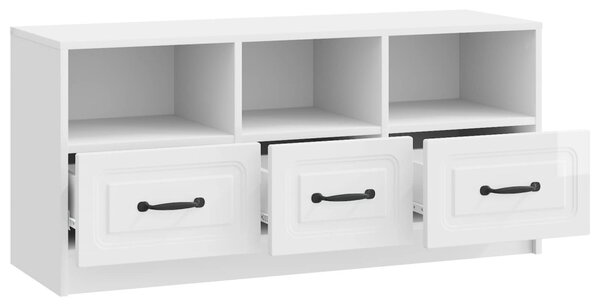 TV szekrény Magasfényű Fehér 102 x 34,5 x 47 cm Szerelt Fa