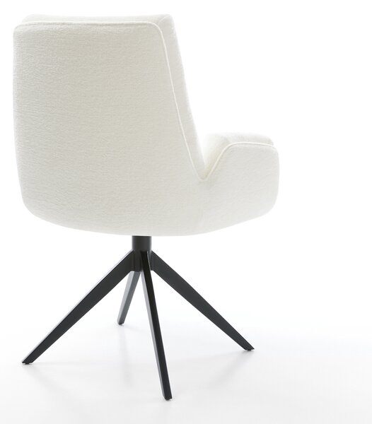 DELIFE Étkezőszék Clea-Flex bouclé puha bézs kereszt láb széles fekete 360° forgatható billenő