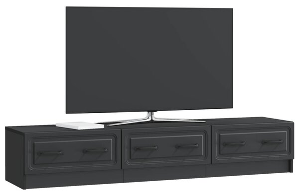 TV szekrény fiókkal Fekete 147 x 34,5 x 27 cm Szerelt Fa