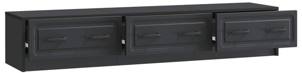 TV szekrény fiókkal Fekete 147 x 34,5 x 27 cm Szerelt Fa