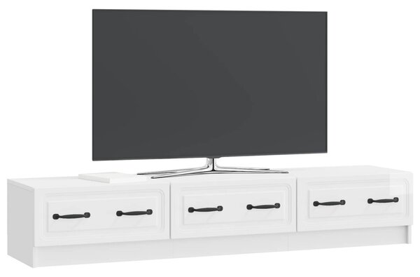 TV szekrény Magasfényű Fehér 147 x 34,5 x 27 cm Szerelt Fa
