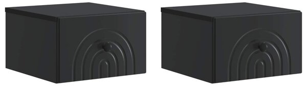Fali éjjeli szekrény 2 pcs Fekete 33 x 34,5 x 20 cm Szerelt Fa