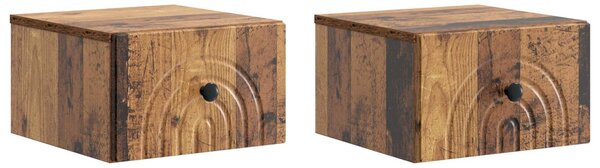 Fali éjjeli szekrény fiókkal 2 pcs Antik Fa 33 x 34,5 x 20 cm