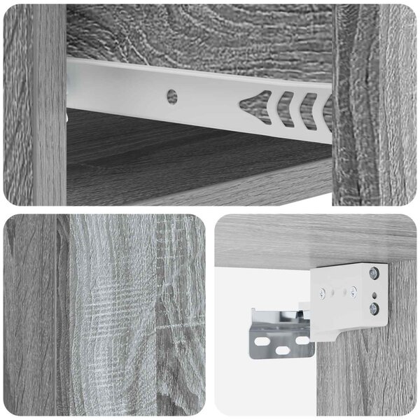 Fali éjjeli szekrény 2 pcs Szürke Sonoma 33 x 34,5 x 20 cm