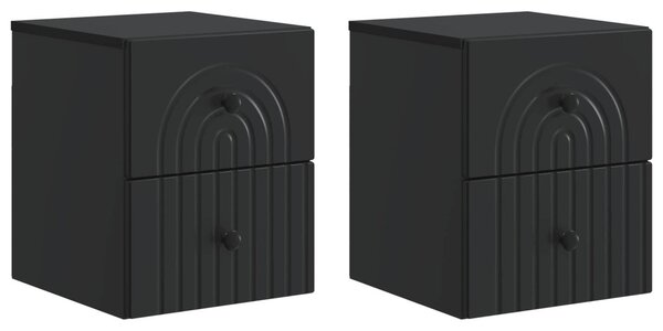 Fali éjjeli szekrény 2 pcs Fekete 33 x 34,5 x 40 cm Szerelt Fa