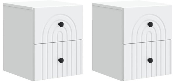 Fali éjjeli szekrény 2 pcs Fehér 33 x 34,5 x 40 cm Szerelt Fa
