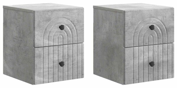 Fali éjjeli szekrény 2 pcs Betonszürke 33 x 34,5 x 40 cm