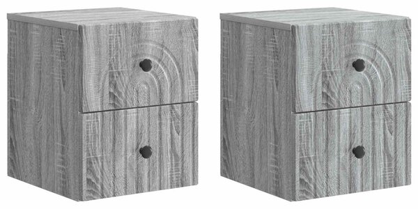 Fali éjjeli szekrény 2 pcs Szürke Sonoma 33 x 34,5 x 40 cm