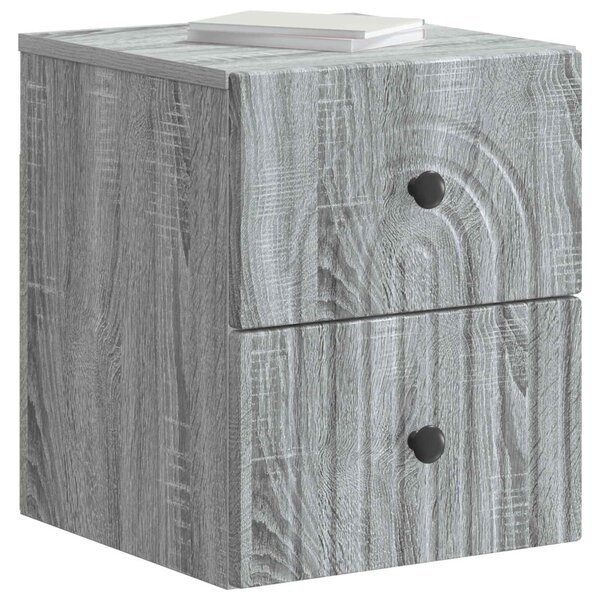 Fali éjjeli szekrény 2 pcs Szürke Sonoma 33 x 34,5 x 40 cm
