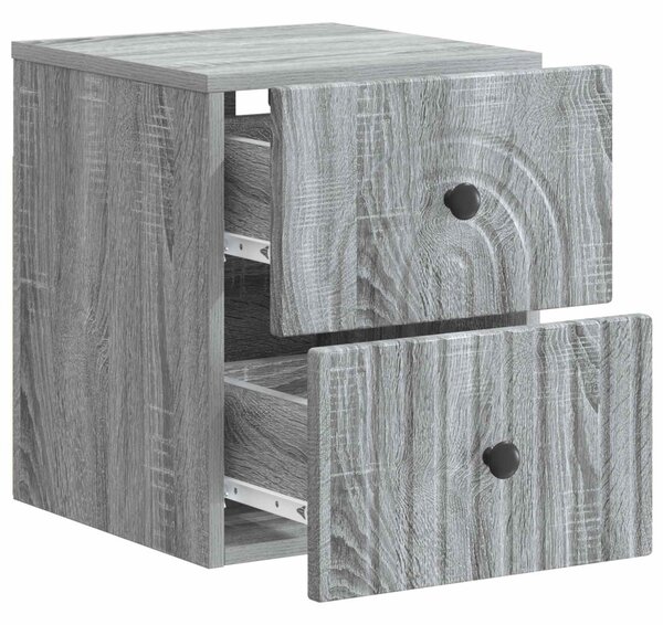 Fali éjjeli szekrény 2 pcs Szürke Sonoma 33 x 34,5 x 40 cm
