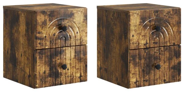 Fali éjjeli szekrény 2 pcs Füstös Tölgy 33 x 34,5 x 40 cm