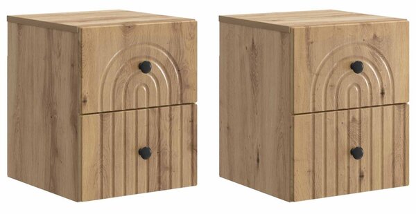 Fali éjjeli szekrény 2 pcs Kézműves Tölgy 33 x 34,5 x 40 cm