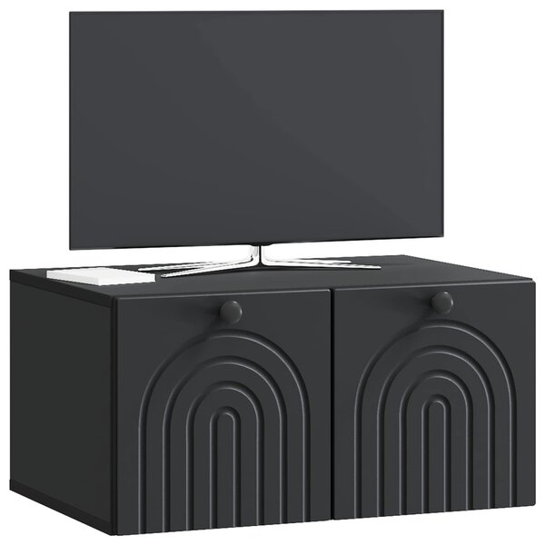 Fali TV szekrény Fekete 59,5 x 41 x 30 cm Szerelt Fa