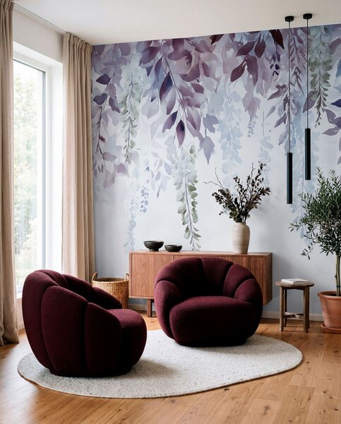 Fotótapéta Wisteria virág dísz, virágos, akvarell, kék és lila színben, Fotótapéta virágok és növények, w01545v1 : Uwalls.hu