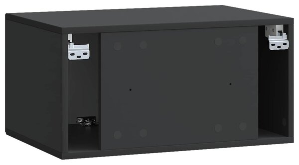 Fali TV szekrény Fekete 59,5 x 41 x 30 cm Szerelt Fa