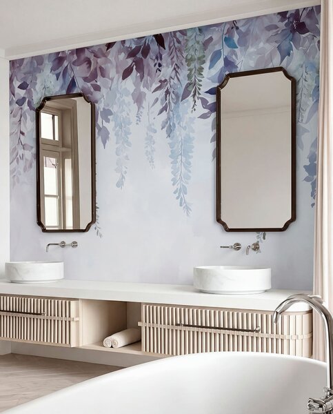 Fotótapéta Wisteria virág dísz, virágos, akvarell, kék és lila színben, Fotótapéta virágok és növények, w01545v1 : Uwalls.hu