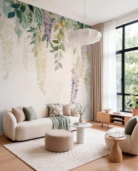 Fotótapéta Wisteria virág dísz, virágos, akvarell, természetes színek, akvarell,, Fotótapéta virágok és növények, w01545 : Uwalls.hu