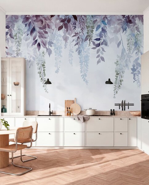 Fotótapéta Wisteria virág dísz, virágos, akvarell, kék és lila színben, Fotótapéta virágok és növények, w01545v1 : Uwalls.hu