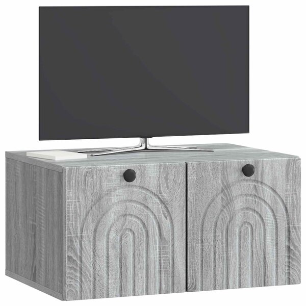 Fali TV szekrény Szürke Sonoma 59,5 x 41 x 30 cm Szerelt Fa