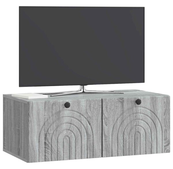 Fali TV szekrény Szürke Sonoma 78,5 x 41 x 30 cm Szerelt Fa
