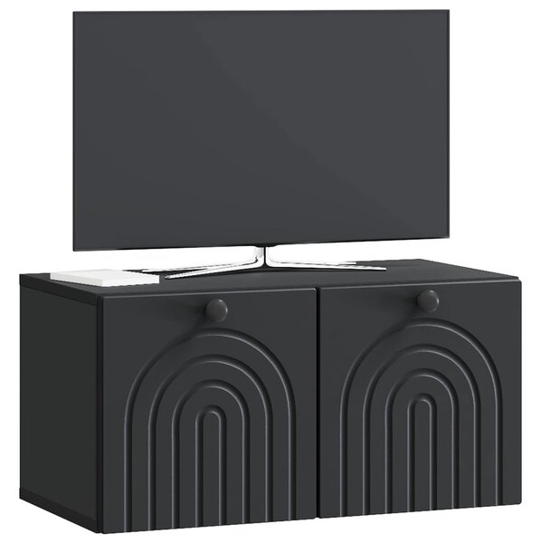 Fali TV szekrény Fekete 59,5 x 31 x 30 cm Szerelt Fa