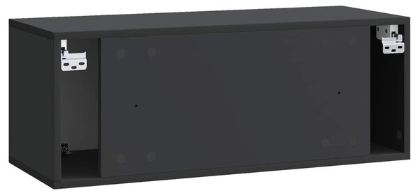 Fali TV szekrény Fekete 78,5 x 31 x 30 cm Szerelt Fa