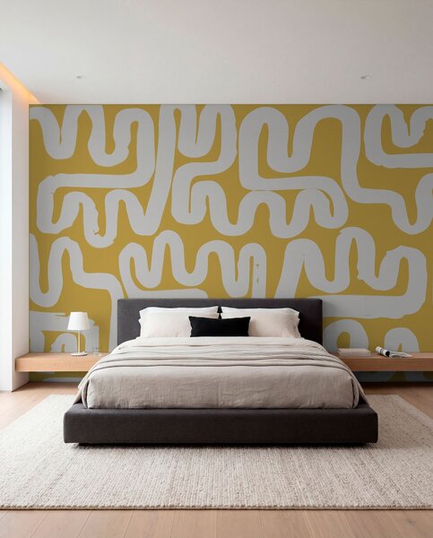 Fotótapéta Sárga kanyargó vonalak, Fotótapéta design, w01686v1 : Uwalls.hu