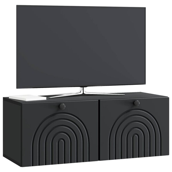 Fali TV szekrény Fekete 78,5 x 31 x 30 cm Szerelt Fa
