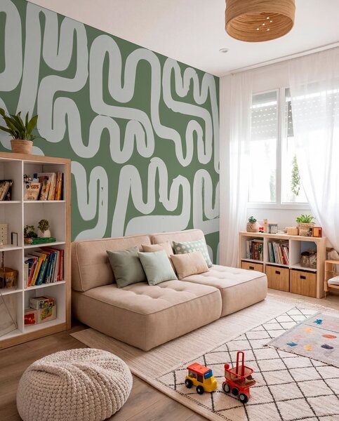 Fotótapéta Zöld kanyargós vonalak, Fotótapéta absztrakt, w01686v3 : Uwalls.hu